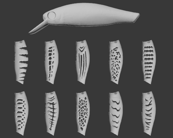 WLure 3D Hard Plastic Stencil For Wart Style Crankbaits - 10 Pack, Size 4 Hooks