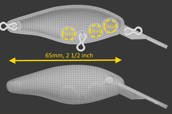 wLure 3D Fishing Lure Blank Crankbait C3 2 1/2 inch 65mm