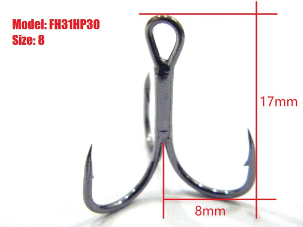 Fishing Lures Accessories Treble Hooks Cutting Blade Forged FH31HP30 (30 hooks per pack)